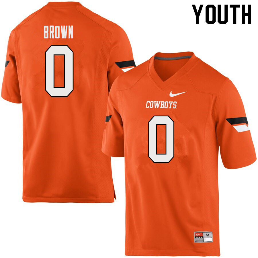 Youth #0 LD Brown Oklahoma State Cowboys College Football Jerseys Sale-Orange